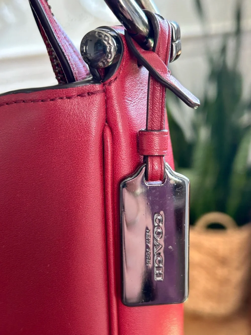 COACH Glove-tanned Leather Mae Nomad Crossbody/Hobo
'Cherry' Red - Picture 15 of 17